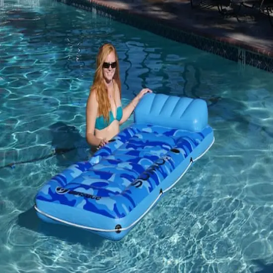 7ft. Inflatable Blue Camouflage Sumo Sized Swimming Pool Raft {3}