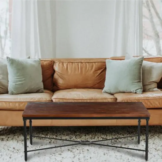 Hello Honey&reg; Saratoga 4ft. Dark Chestnut Rustic Solid Wood & Metal Coffee Table {3}