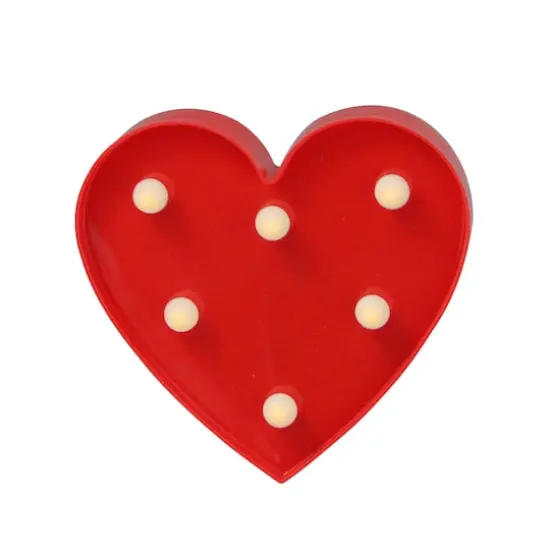 6" Red Heart LED Valentine's Day Marquee Wall Sign {1}