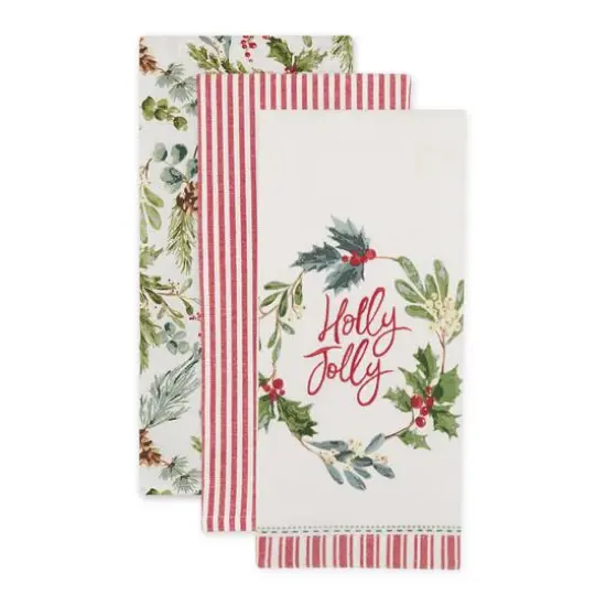 DII&reg; Holly Jolly Sprigs Dishtowel Set {4}