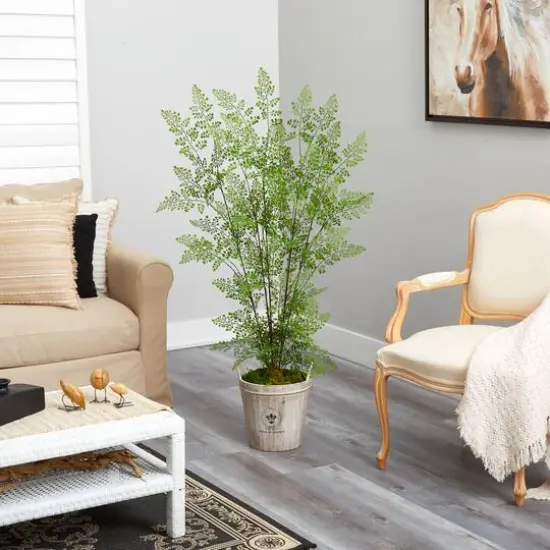 5.5ft. Ruffle Fern Artificial Tree in Farmhouse Planter {5}