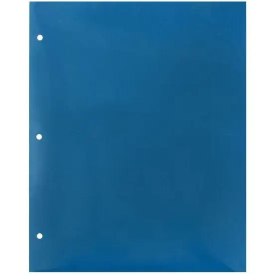 JAM Paper Laminated 2-Pocket Glossy 3-Hole Punch School Folders, 6ct. Blue {5}