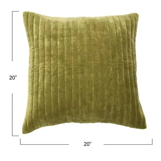 Hello Honey&reg; 20" Square Quilted Velvet Pillow Cover with Channel Stitch Green {5}