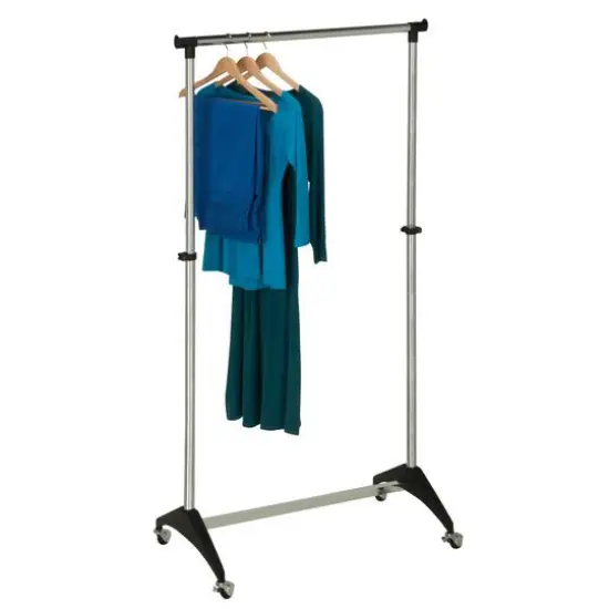 Honey Can Do Black Modern Adjustable Rolling Garment Rack {1}