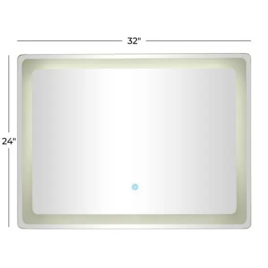 Clear Glass Modern LED Mirror, 32" x 1" x 24" {9}