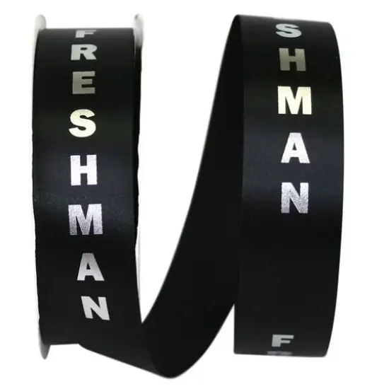 The Ribbon Roll 1.375" x 100yd. Satin Freshman Ribbon White/Silver {2}