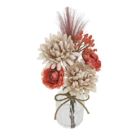 11.5" Pink & Cream Mum & Pampas in Glass Container by Ashland&reg;  {3}