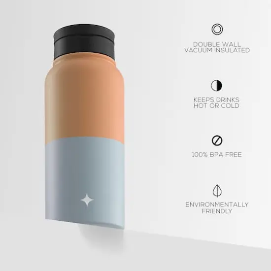 JoyJolt® 32oz. Vacuum Insulated Water Bottle With Flip Lid & Sport Straw Lid Orange/Blue {5}
