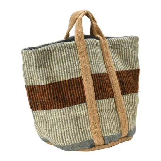 Hello Honey&reg; 24" Rust Striped Woven Jute Tote with Liner {13}