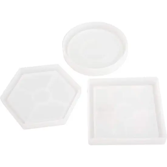 American Crafts&trade; Color Pour Resin Circle, Square & Hexagon Coaster Mold Set {3}