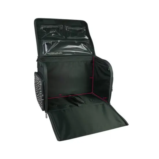 Everything Mary Gray & Pink Abstract 4 Wheel Collapsible Deluxe Sewing Machine Storage Case {4}