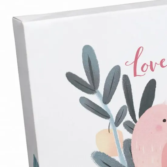 Two Love Birds And Flowers 12" x 12" Canvas Wall Art {4}