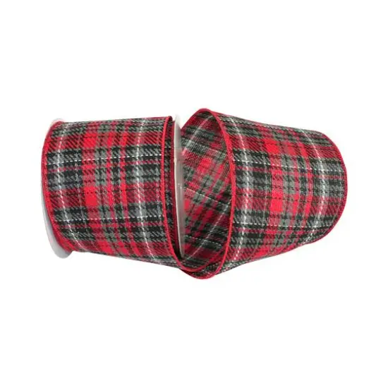 JAM Paper 4" x 10yd. Heavy Twill Wired Plaid Ribbon {1}