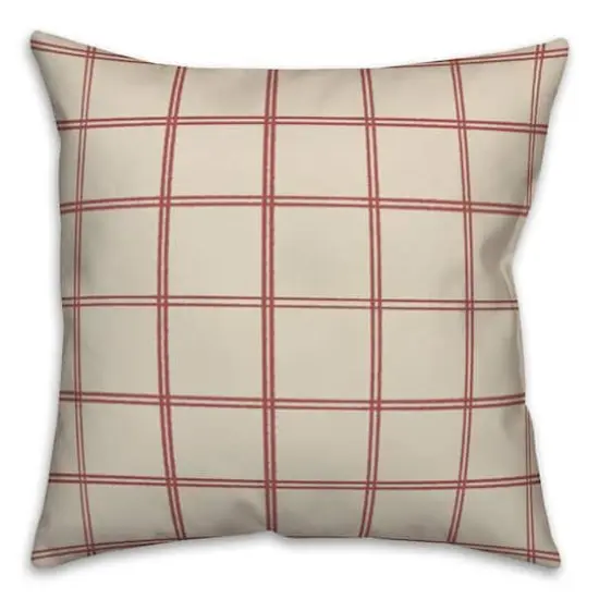 Cream & Red Check Throw Pillow {1}