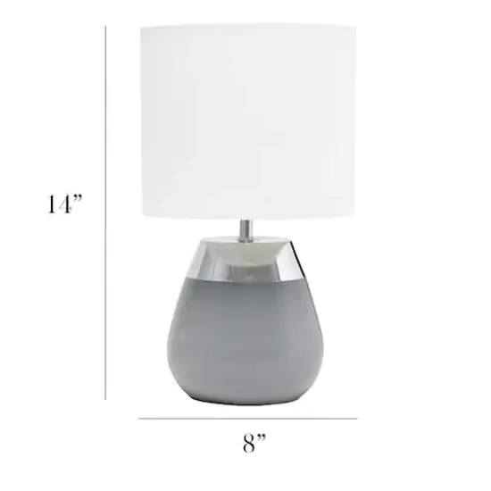 Simple Designs 14" Metal Touch Table Lamp Gray And Chrome Base {4}