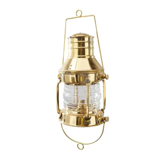 9" Gold Brass Candle Lantern {6}