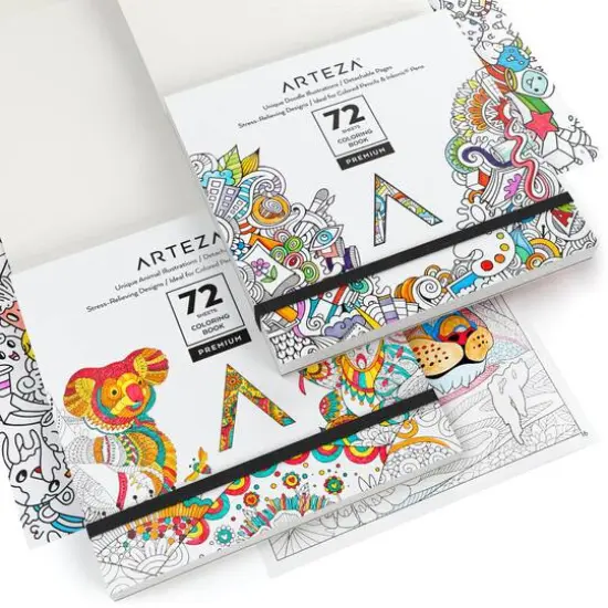 Arteza&reg; 6.4" x 6.4" Animal & Doodle Coloring Book Set {4}