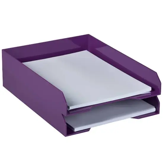 JAM Paper Stackable Desktop Paper Tray, 2ct. Purple {5}