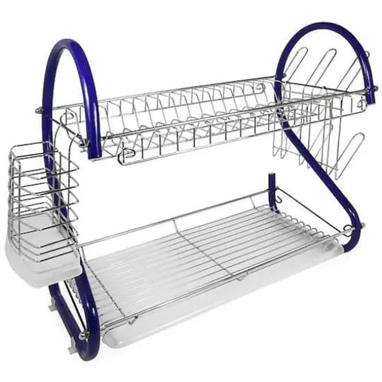 Better Chef Blue 2-Tier 16" Chrome Plated Dish Rack {1}