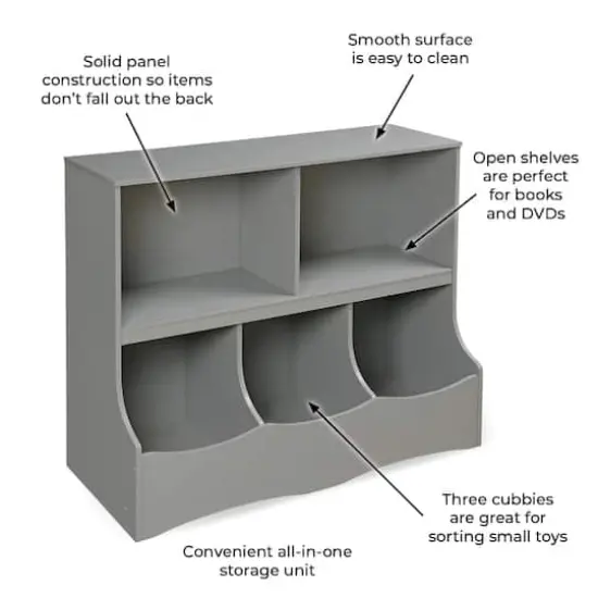 Badger Basket Multi-Bin Storage Cubby Gray {10}