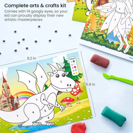 Arteza&reg; Kids Magical Creatures Clay By Numbers Kit, 57 pcs {6}