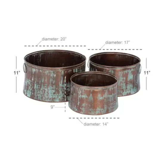 Copper Metal Rustic Planter Set {10}