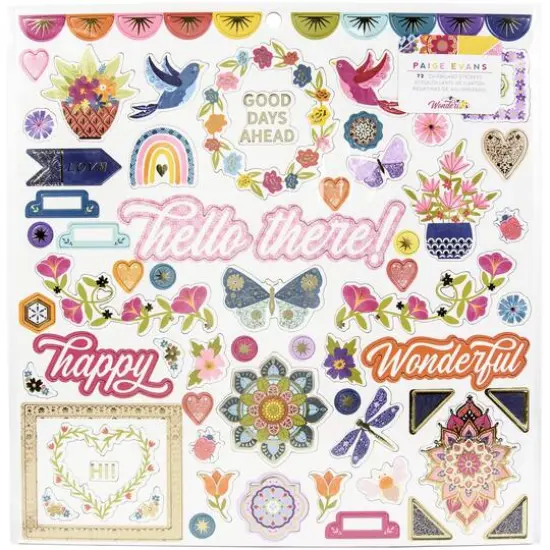 American Crafts&trade; Paige Evans Wonders Icons & Phrase Chipboard Stickers {3}