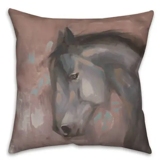 Horse On Red Throw Pillow {1}