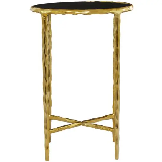 22" Aluminum Accent Table with Shaded Glass Top Gold {5}