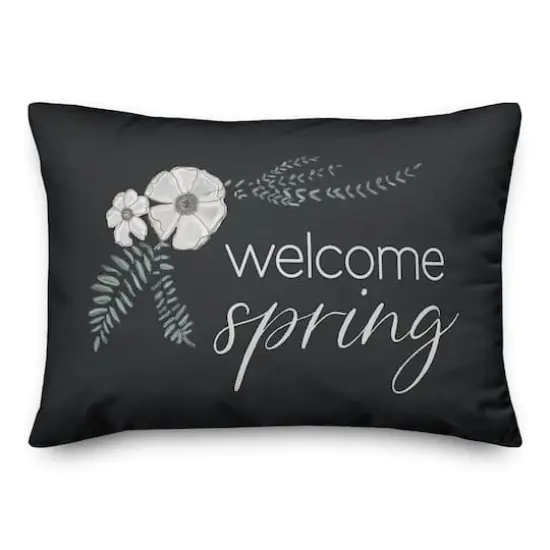Welcome Spring Floral Pillow 14" x 20" Throw Pillow {1}