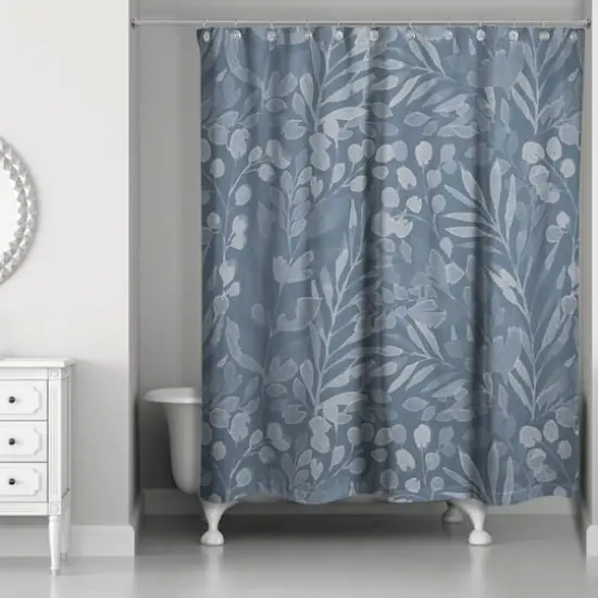 Blue Floral Shower Curtain {3}