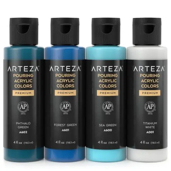 Arteza&reg; 4 Color Aqua Tones Acrylic Pouring Paint Set {3}