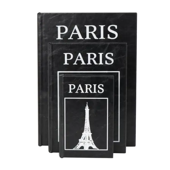 Black Eiffel Tower Paris Storage Book Box Set {7}