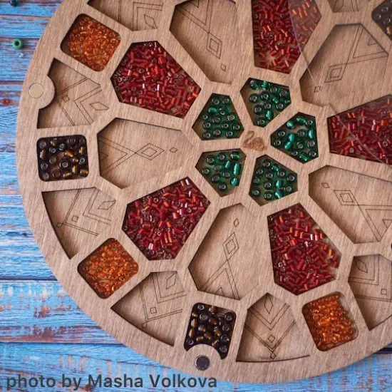 Wonderland Crafts 7.5" Geometric Bead Organizer with Transparent Cover {5}