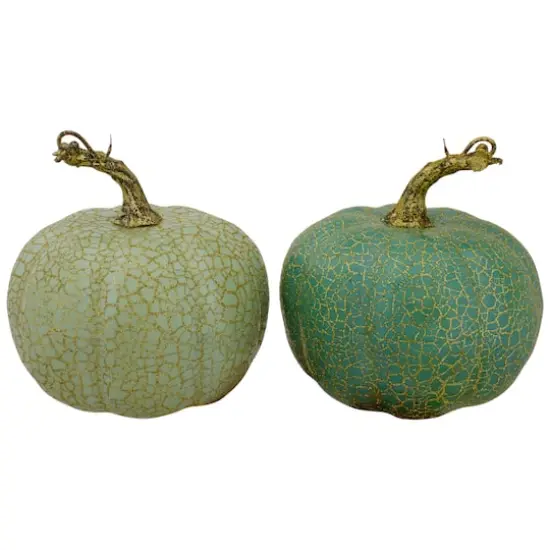 5" Green Fall Harvest Tabletop Pumpkins Set {1}