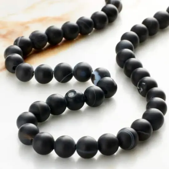 Black Matte Striped Agate Round Beads, 6mm by Bead Landing&trade; {3}