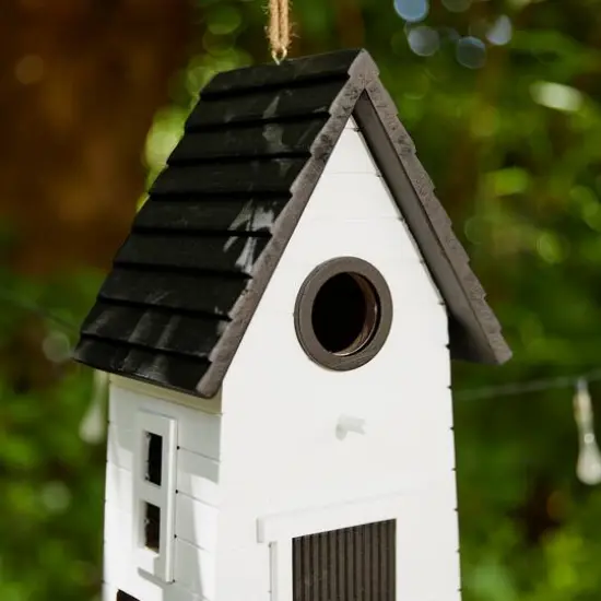 Glitzhome&reg; 14.25" Modern White Wood Garden Birdhouse {6}