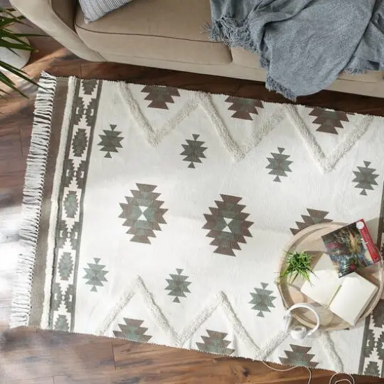 DII&reg; Southwestern Textured Hand-Loomed Shag Rug Brown/Green {7}