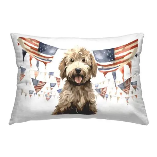 Stupell Industries Patriotic Pup with Flags Decorative Printed Throw Pillow {1}