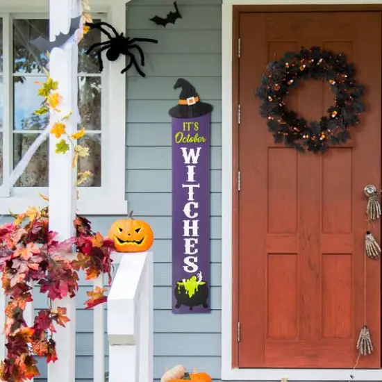 Glitzhome&reg; 4ft. Halloween Wooden Witch Hat Porch D&eacute;cor {3}