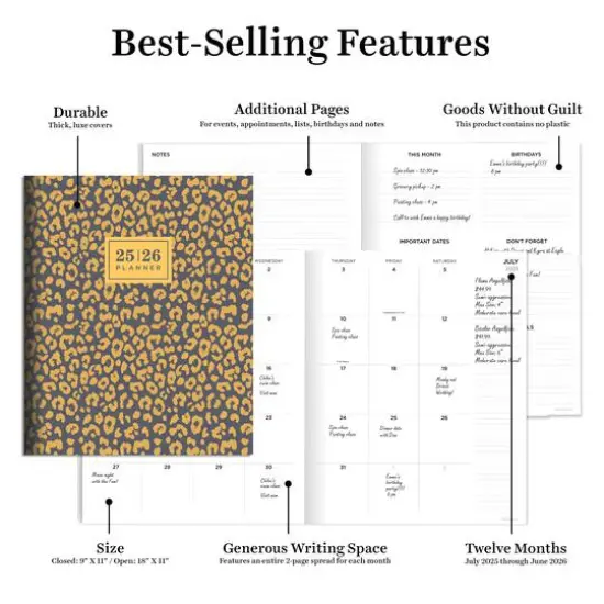 TF Publishing 2025-2026 Lovely Leopard Large Monthly Planner {6}