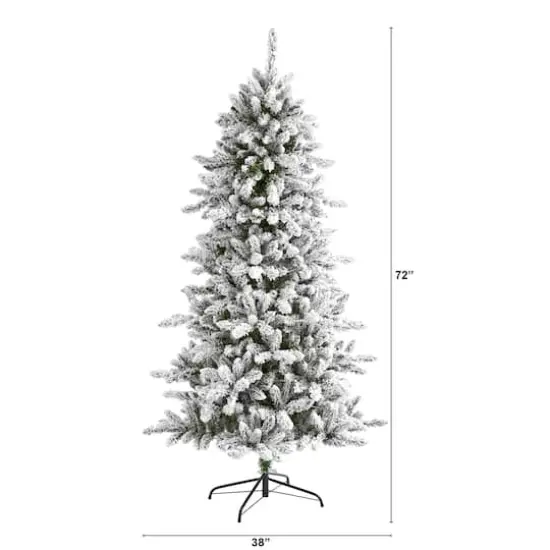 6ft. Unlit Flocked Livingston Fir with Pinecones Artificial Christmas Tree {3}