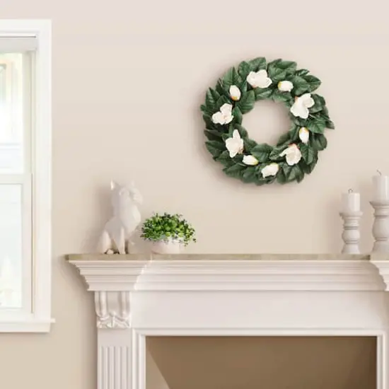 24" Cream Spring Magnolia Wreath {6}
