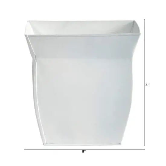 8" White Fluted Metal Square Planter {3}