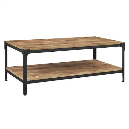 Walker Edison 48" Barnwood Angle Iron Coffee Table {1}