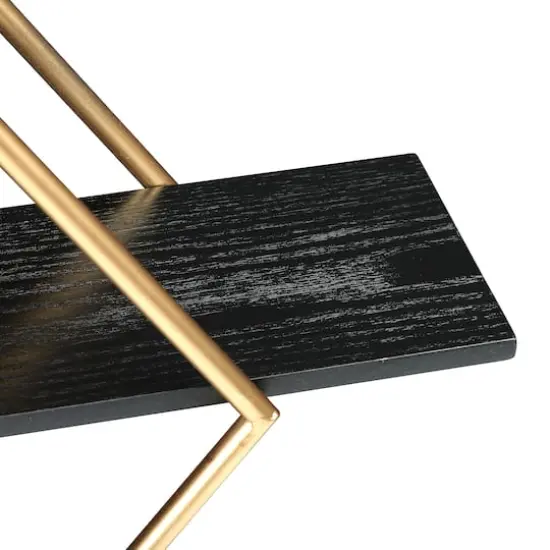 Hello Honey&reg; Wood & Gold Diamond Wall Shelf Black {5}