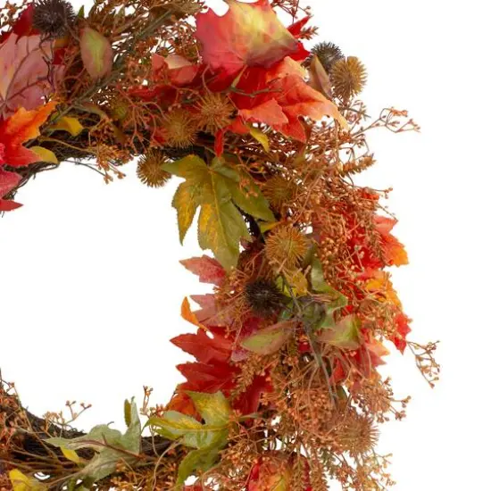 24" Autumn Harvest Maple Leaf with Berries Wreath {3}