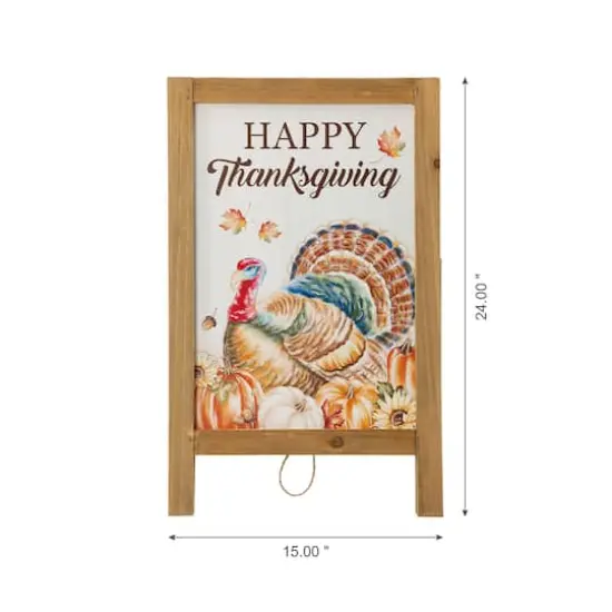 Glitzhome&reg; 24" Thanksgiving Turkey Easel Porch Sign {4}