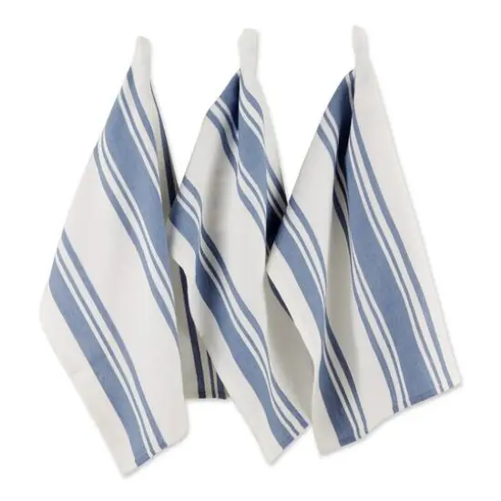 DII&reg; Stonewash Blue Chef Stripe Dish Towels, 3ct. {1}