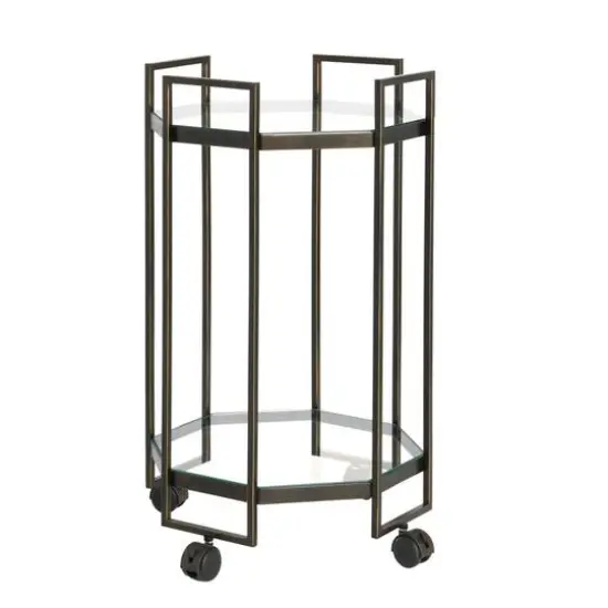 Hello Honey&reg; Octagon Black Metal Bar Cart {1}